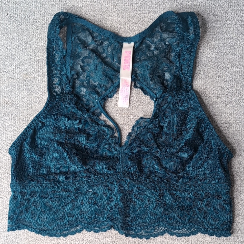 PINK Victoria's Secret Deep Teal Lace Bralette